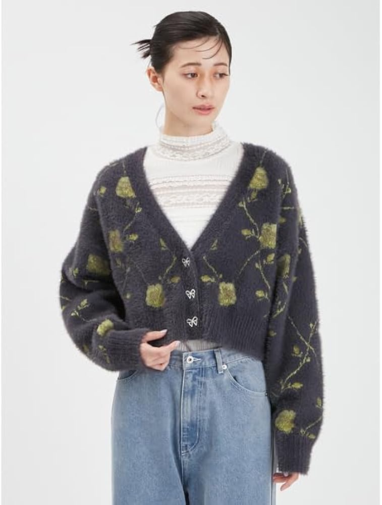 Amazon | [ファーファー] ローズジャガードカーディガン RWNT245043