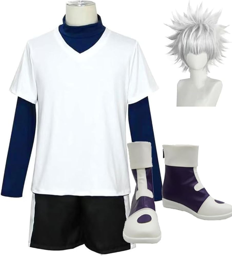 Amazon.co.jp: [NAMIKOE] キルア コスプレ 衣装 ウィッグ 靴付き フル