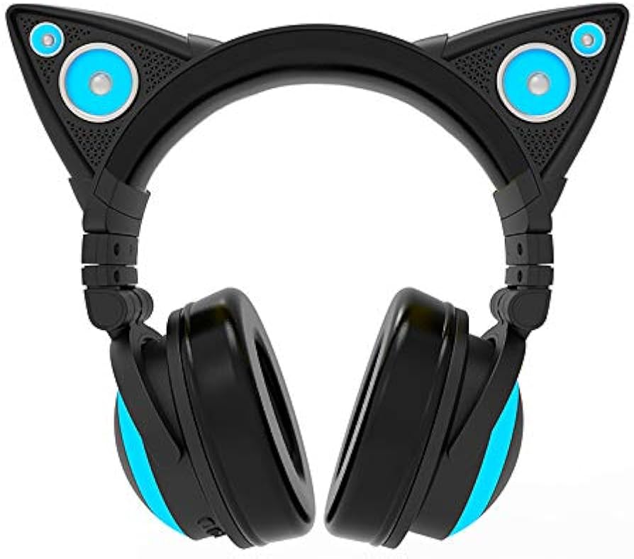 Amazon.co.jp: 国Brookstoneの猫耳イヤホン、ヘッド装着式の線制御の