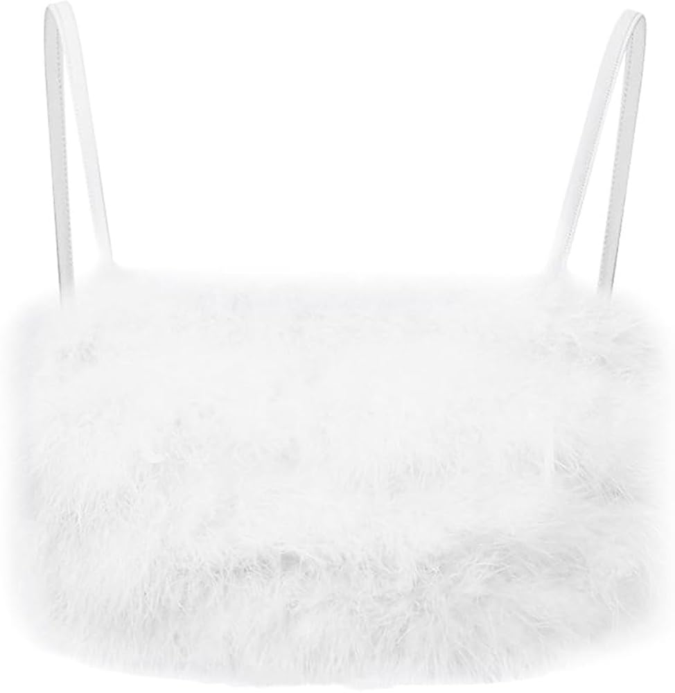 TENDYCOCO Womens Tops Womens Tops Womens Tops Womens Faux Fur Crop