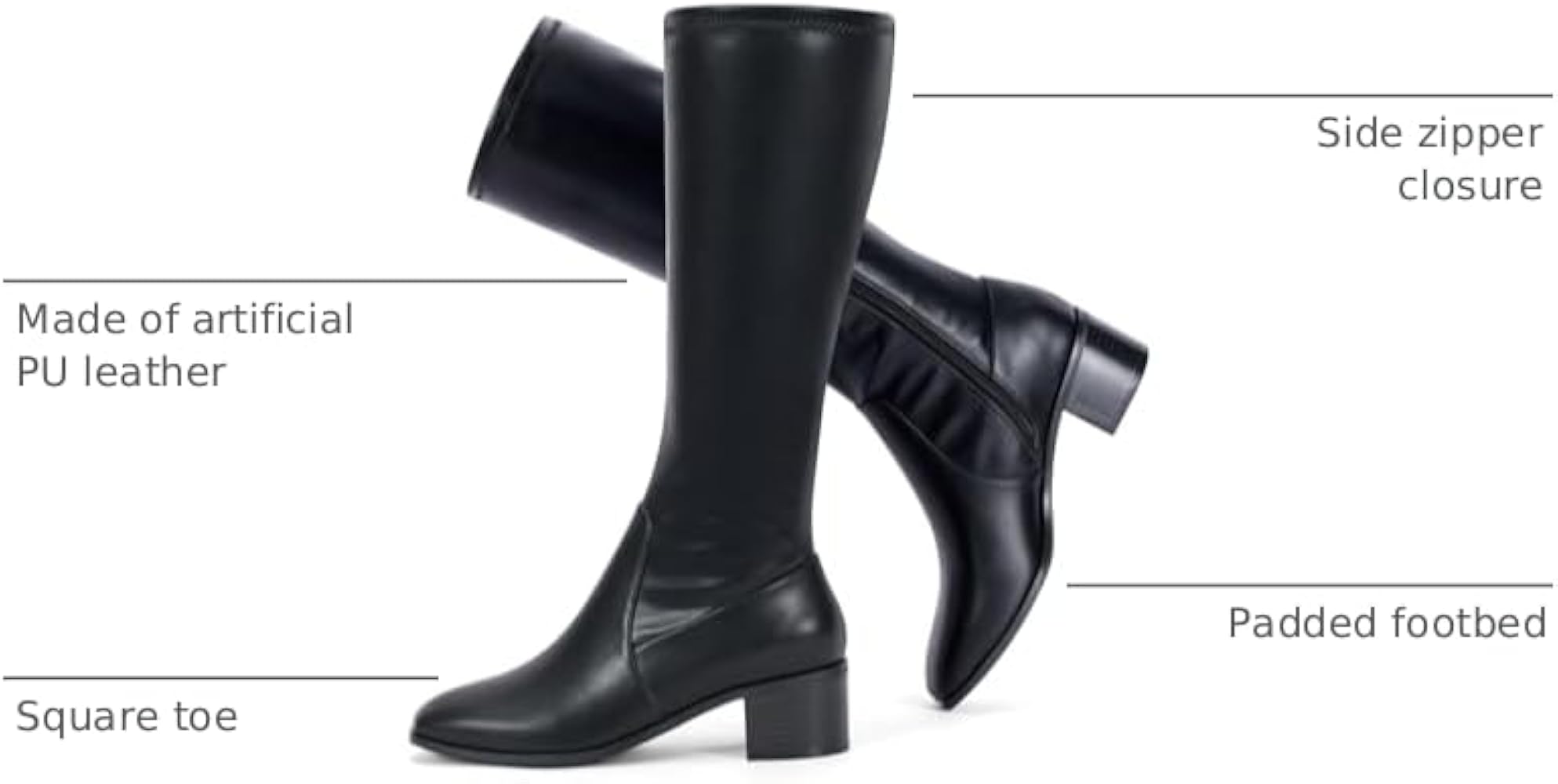 Amazon.com | Elisabet Tang Knee High Boots for Women 2 inch Chunky