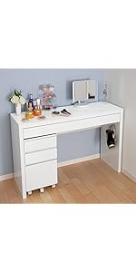 Amazon｜ドレッサーデスク 幅120cm ワゴンセット Alice 鏡面仕上げ