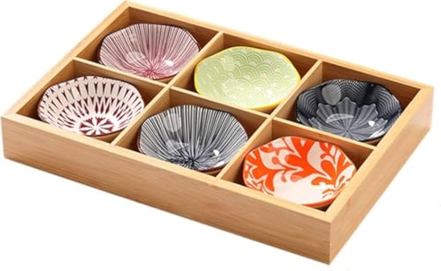 Amazon | Mirakasa仕切りトレー 小皿 セット 醤油皿 食器木箱仕切り皿