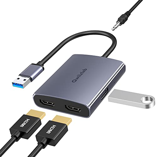 Amazon | Qwiizlab USB HDMI 変換アダプタ、USB 3.0対応デュアルHDMI