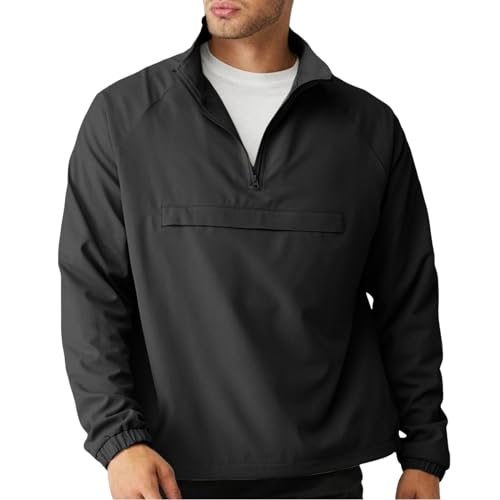 SEGANUP Men's Lightweight Quarter Zip Pullover Windbreaker for