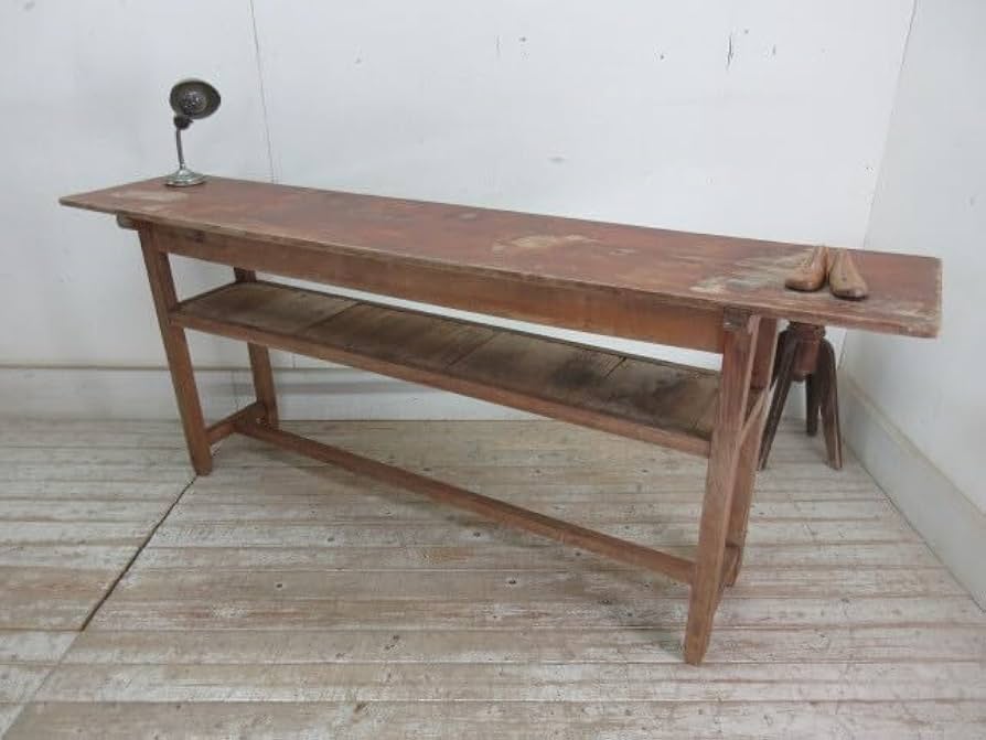 Amazon.co.jp: 古い木味の横長テーブルK782アンティーク家具作業台