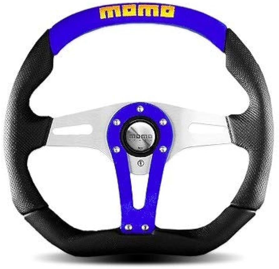 Amazon | MOMO(モモ) ステアリング トレック 35パイ レザー/BL T-3