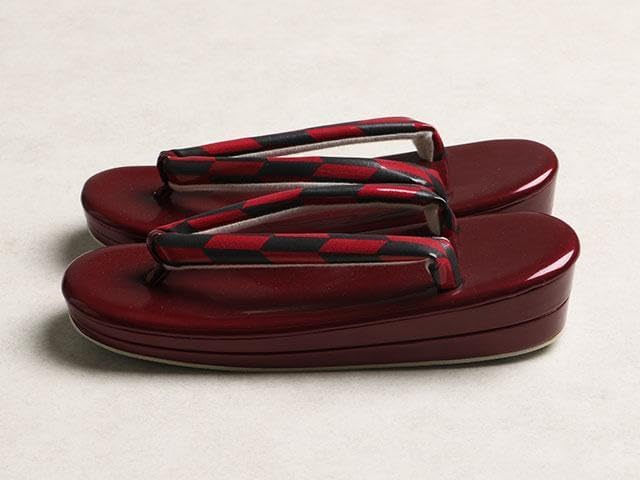 草履バッグセット 矢羽根柄(黒&赤) W40838