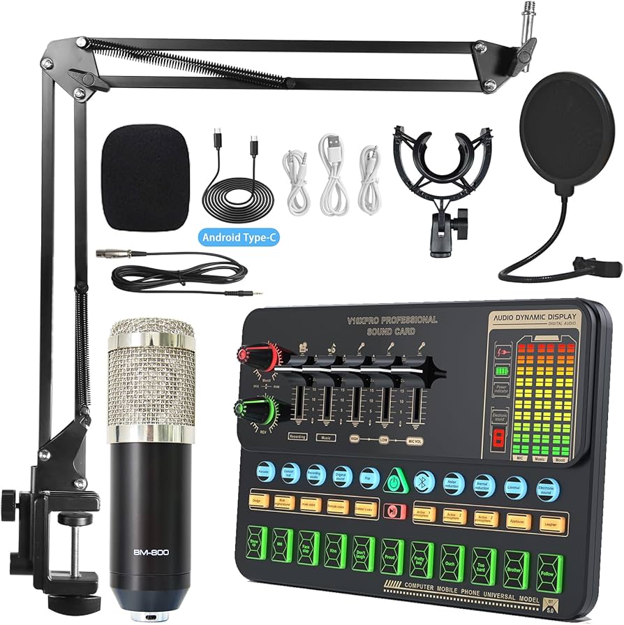 Amazon.co.jp: オーディオミキサー 生放送用 コンデンサー マイク付き