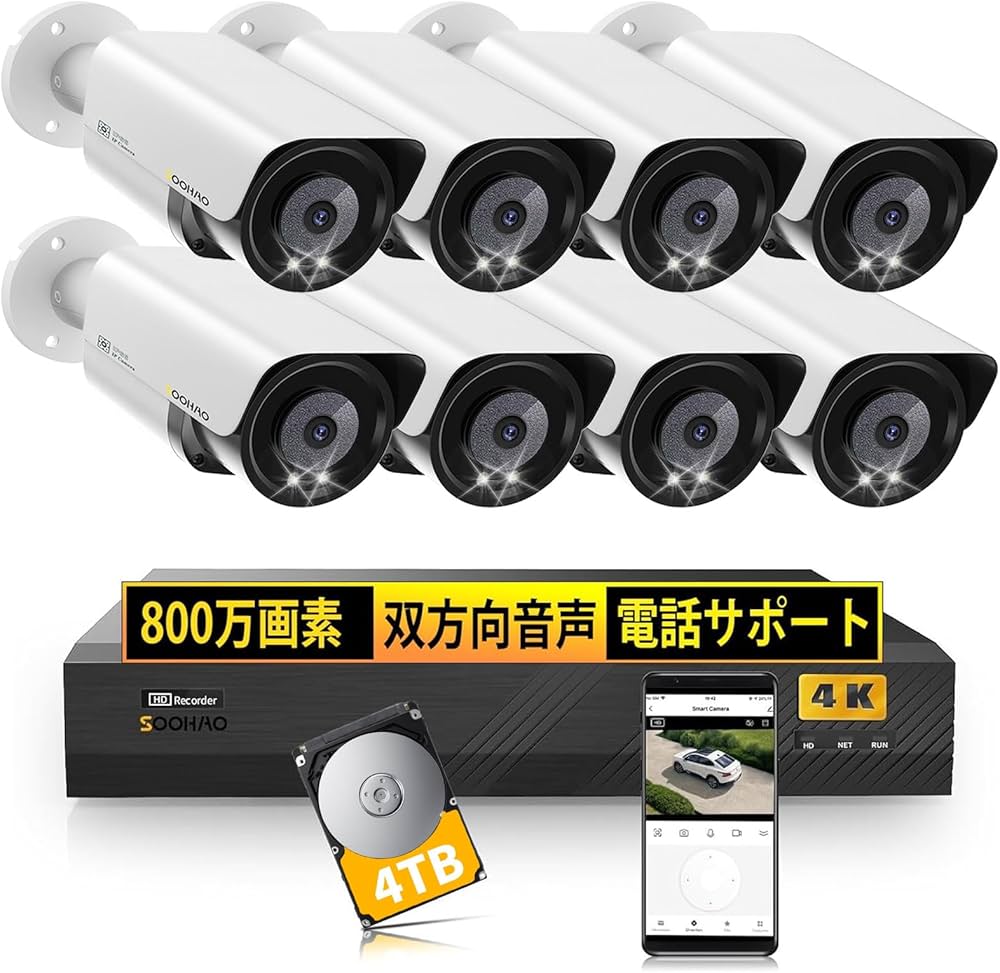 Amazon.co.jp: 【4K800万画素・人体・車両検知・双方向音声】SOOHAO
