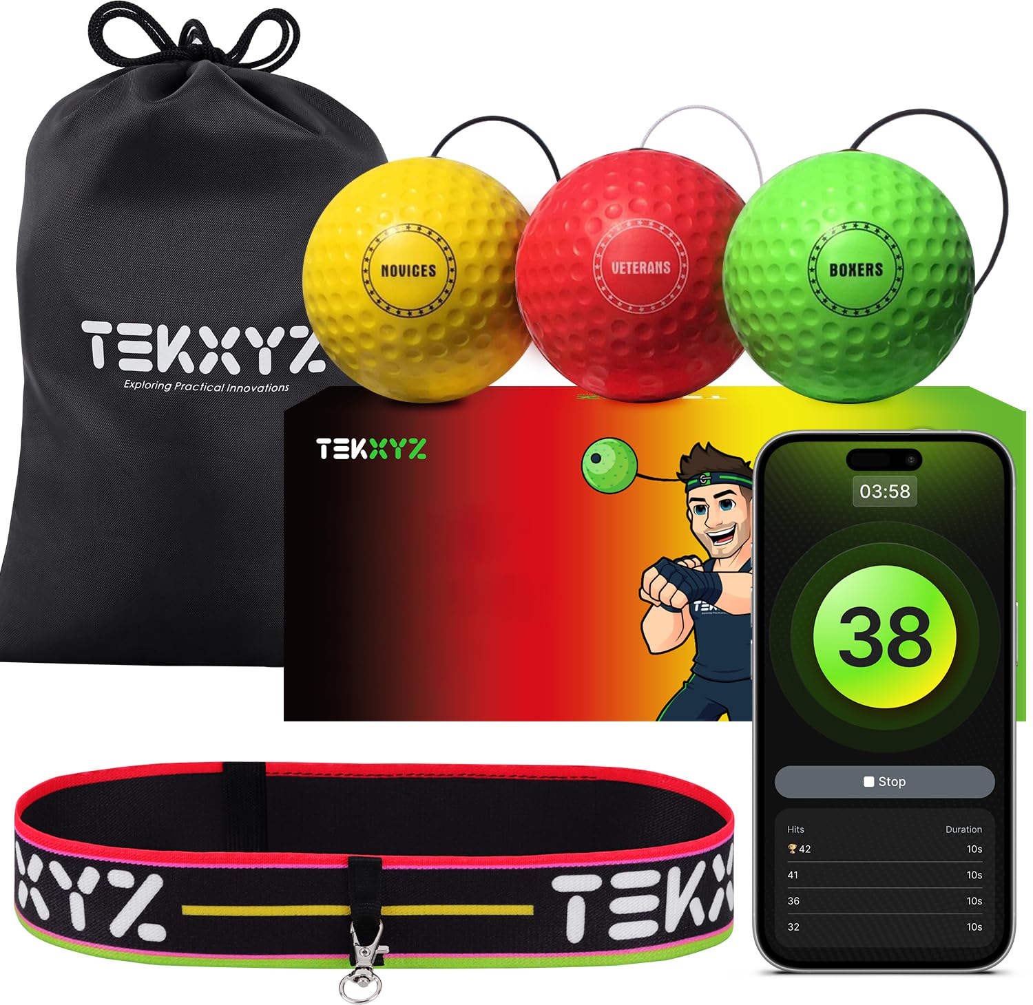 Amazon | TEKXYZ パンチングボール リフレックスボール 3球セット