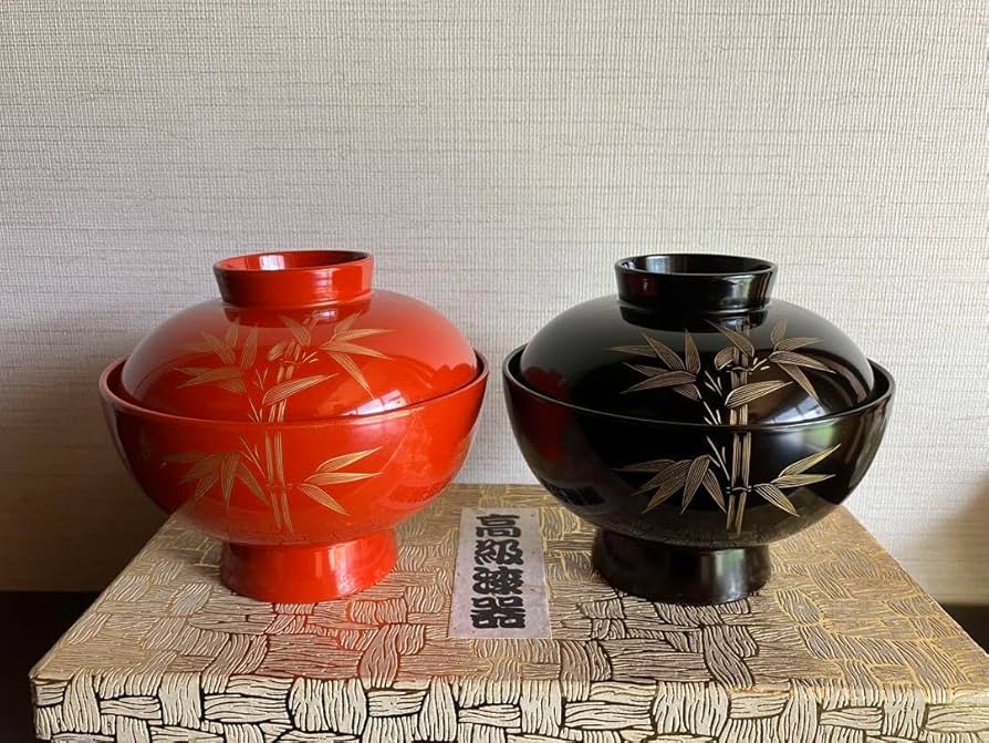 輪島塗 吸物椀 朱塗 沈金牡丹花文 吸物椀 煮物椀 懐石椀 2客 輪島塗