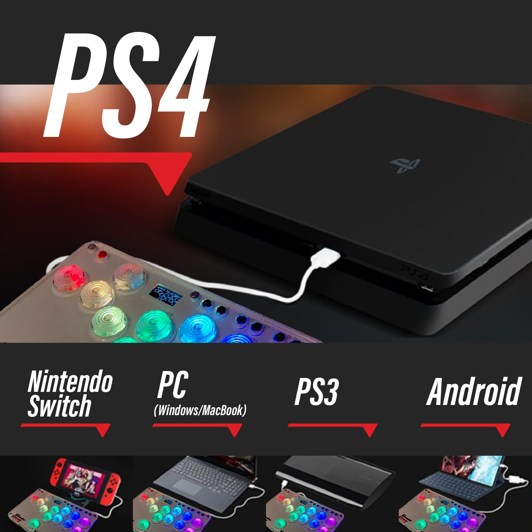 Amazon.co.jp: Sallybox アケコン レバーレス PC/Switch/PS3/PS4