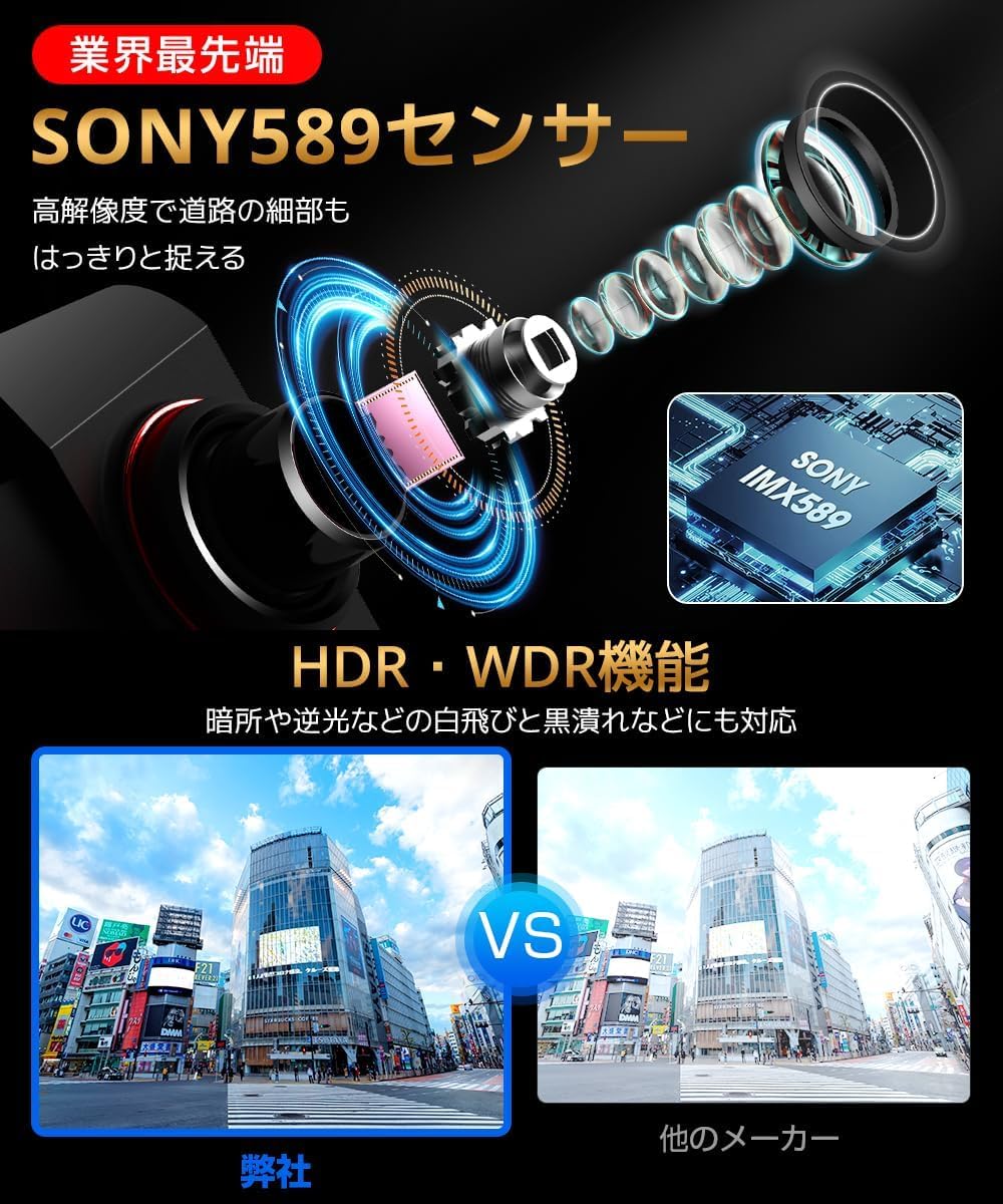 Amazon.co.jp: ドライブレコーダー ミラー型【4K超高精細・12インチIPS