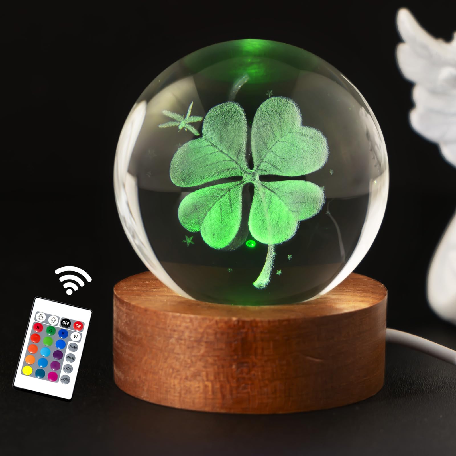 Amazon.co.jp: 3D 四つ葉のクローバー クリスタルボール 60mm 幸運の