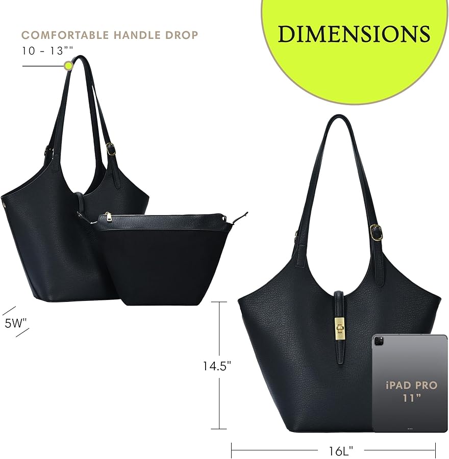 Amazon.com: Isabelle 2 in 1 Scoop Neck Tote (Black) - Vegan