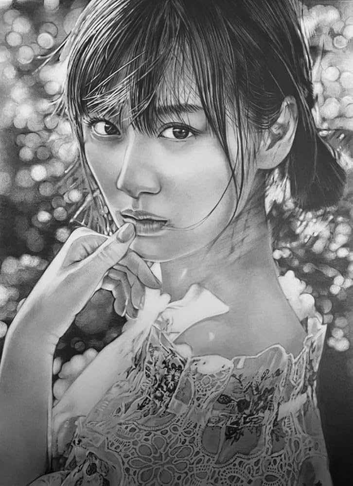 Amazon.co.jp: 乃木坂46 山下美月 女性 鉛筆画 手書きイラストA4 No01