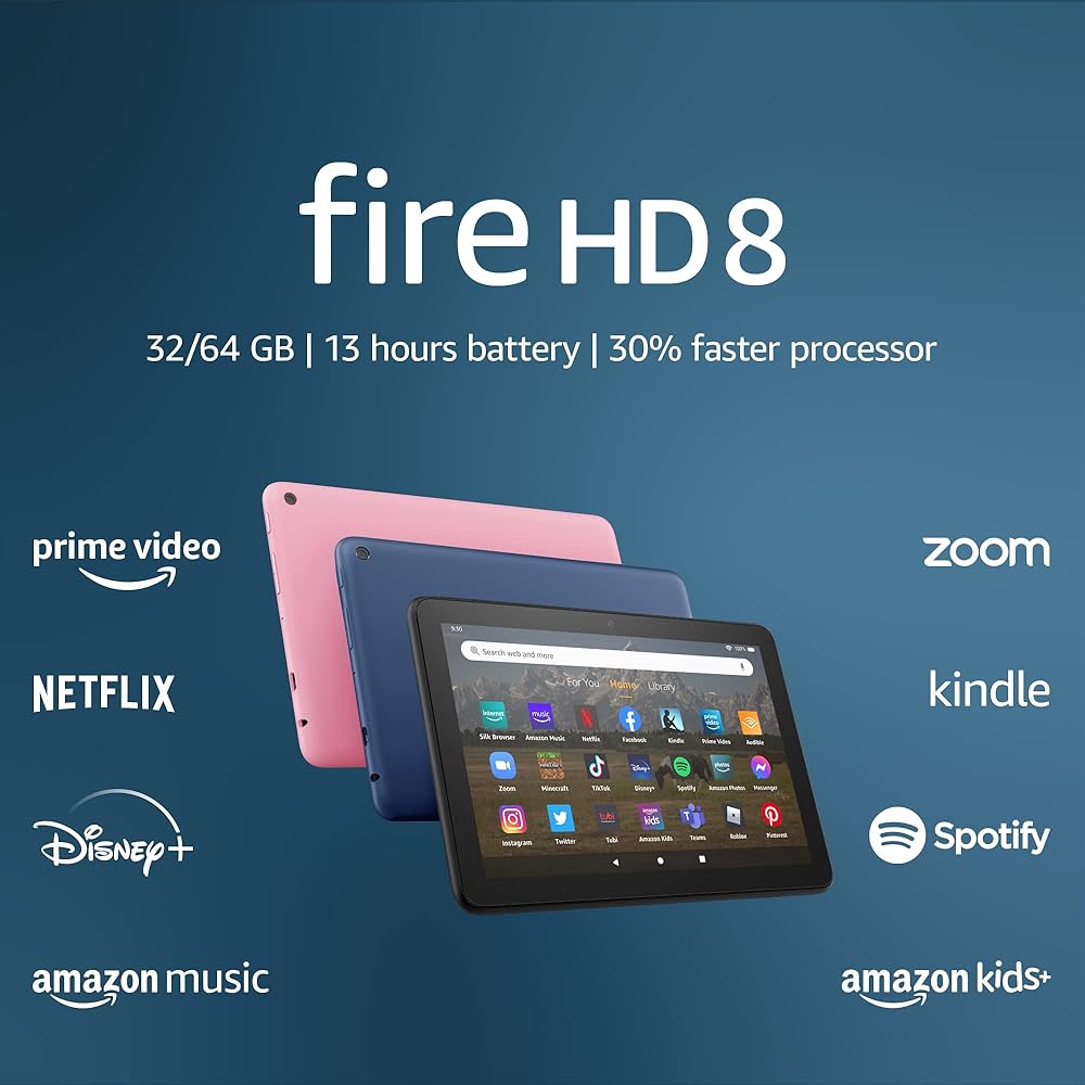 2022 Denim Fire HD 8 Tablet, 8” HD Display & 64 GB | Amazon
