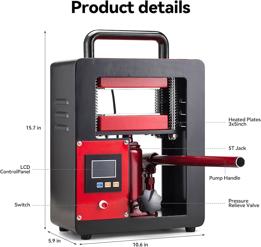 Amazon.com: D9A91 5 Ton Portable Hydraulic Heat Press Machine 2.3