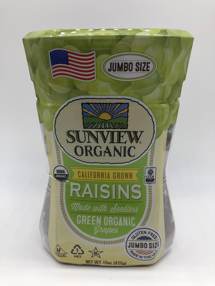 Amazon.com: Sunview Organic Green Raisins - 3 15 Oz. Canisters