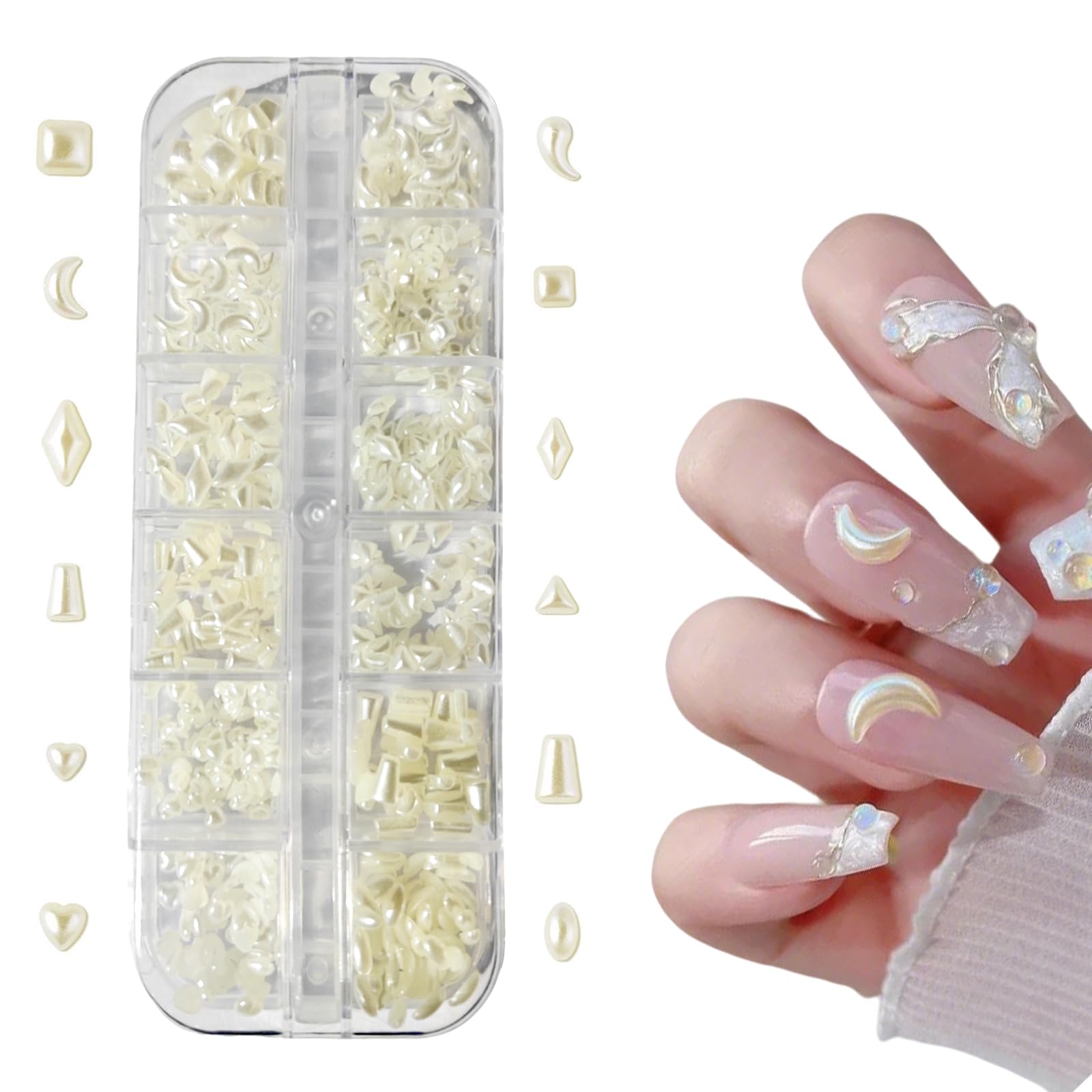 Amazon.co.jp: Snmzlc パール ネイルパーツハート 菱 月 正方 三角