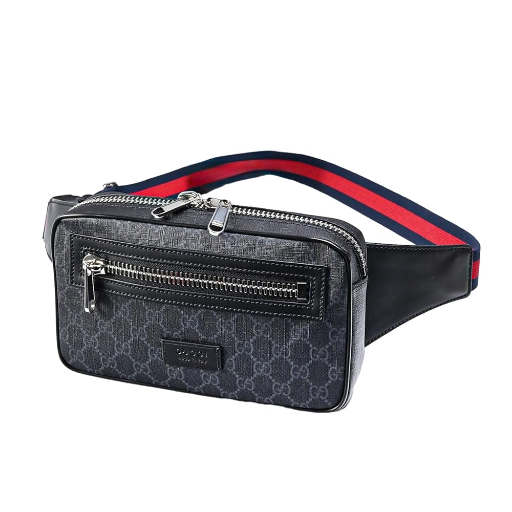 l49【極美品】グッチ GGスプリーム レザー ネイビーボディバッグ