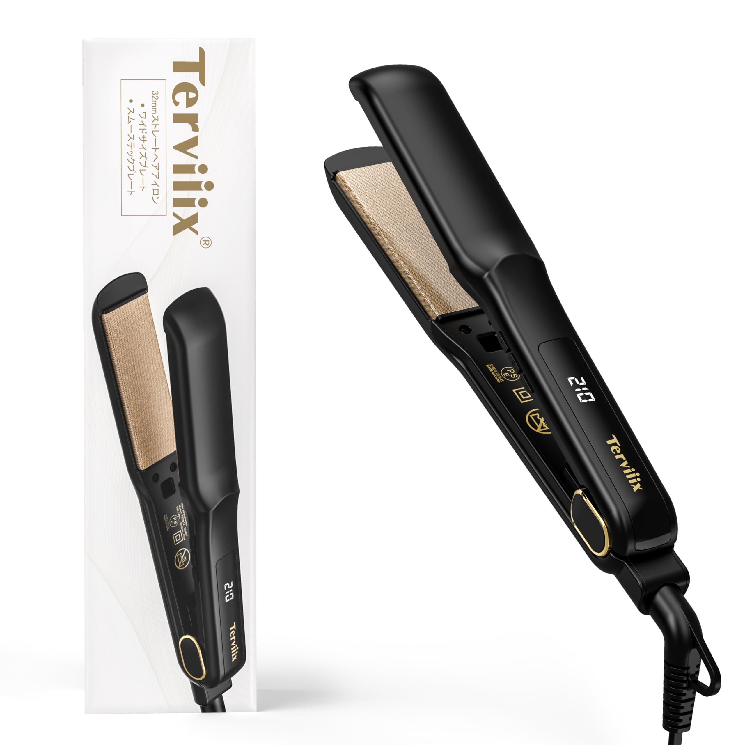 Amazon.co.jp: Terviiix ストレートアイロン 32mm幅広プレート32mm幅広