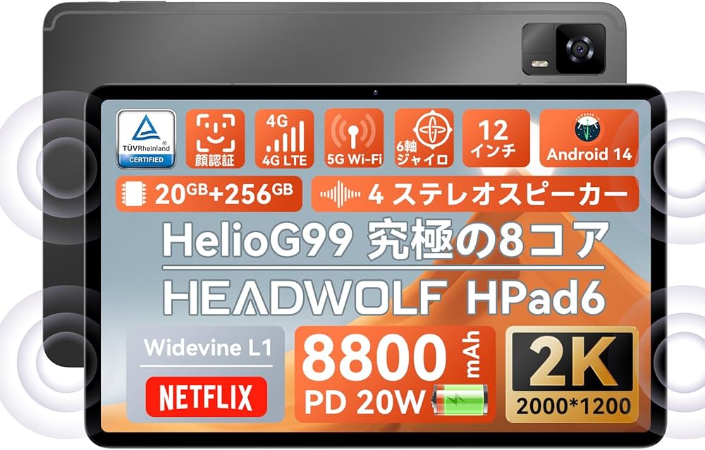 Amazon.co.jp: 【初登場 Widevine L1対応 G99】Headwolf HPad6 Android