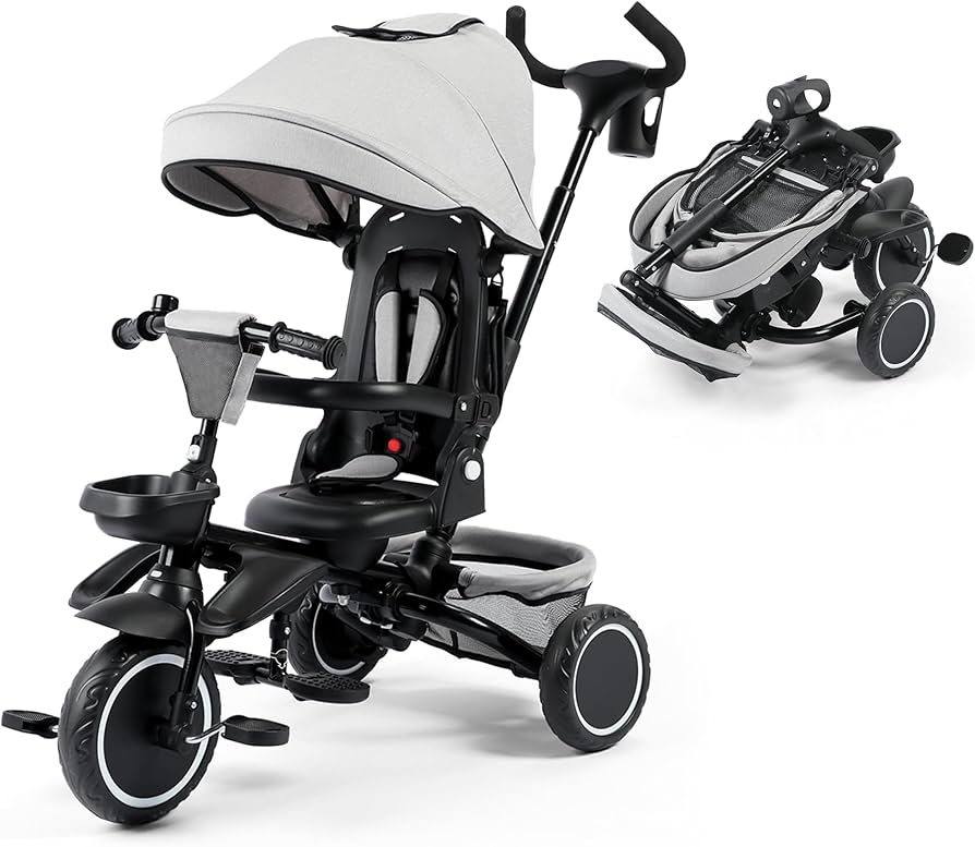 Amazon.com: Kinder King Kids Tricycle, 8 in 1 Folding Toddler