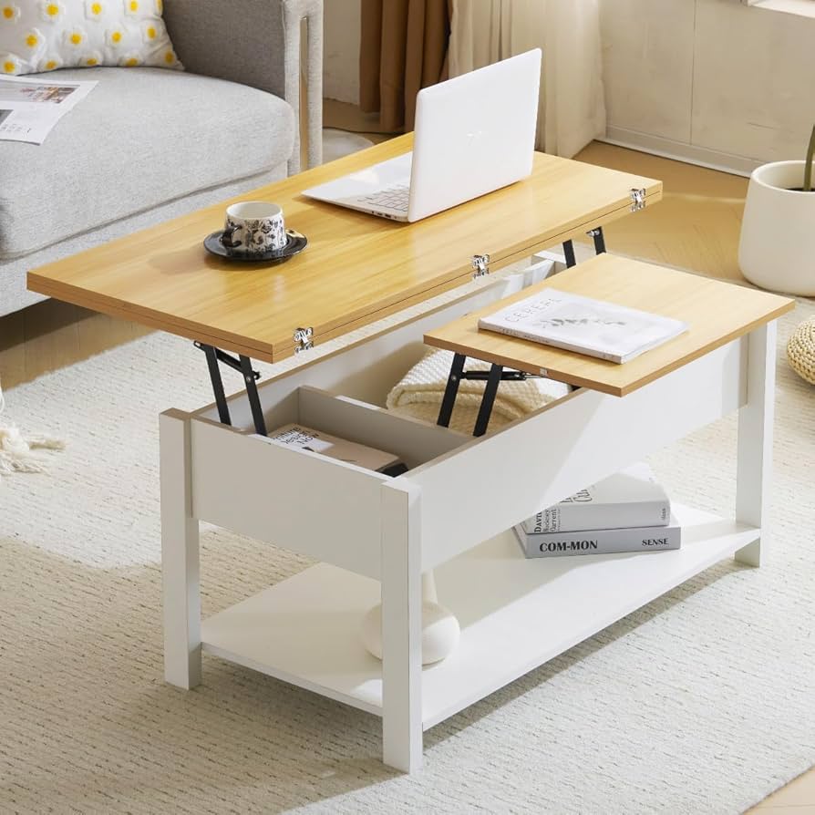 Amazon.co.jp: Simpolu 昇降式テーブル 収納付き 昇降式 ローテーブル