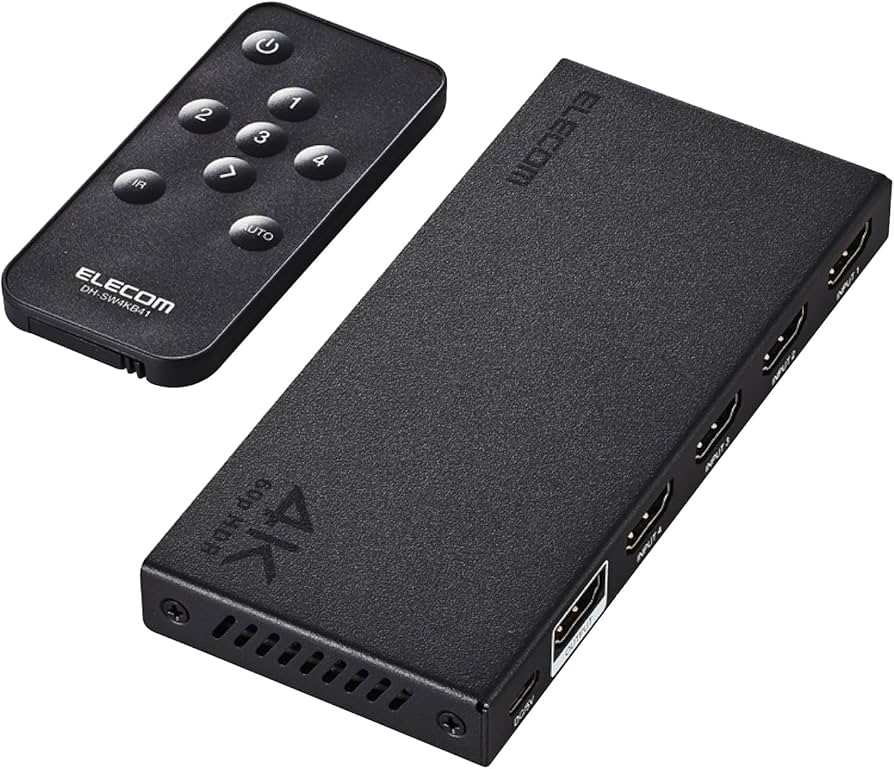 Amazon.co.jp: エレコム HDMI切替器 4K 60Hz 4入力1出力 リモコン付き