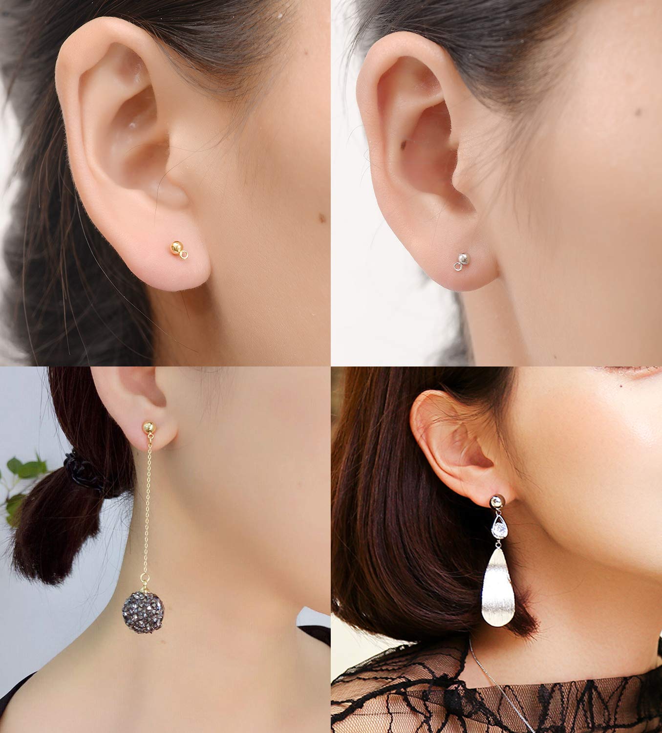 Amazon | 丸玉 ピアス パーツ 3mm 50ペア入り ヨコ向き ボールピアス