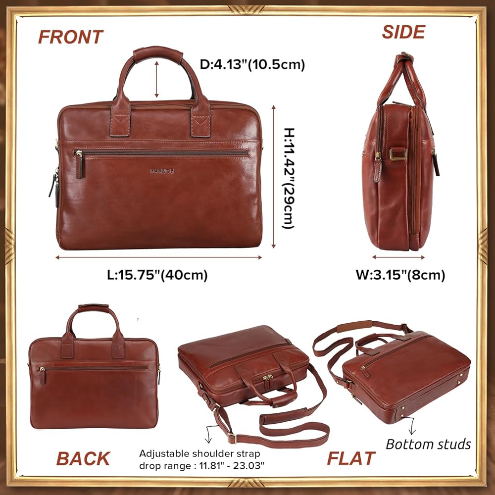 Amazon.com: Banuce Full Grains Italian Leather Briefcase for Men