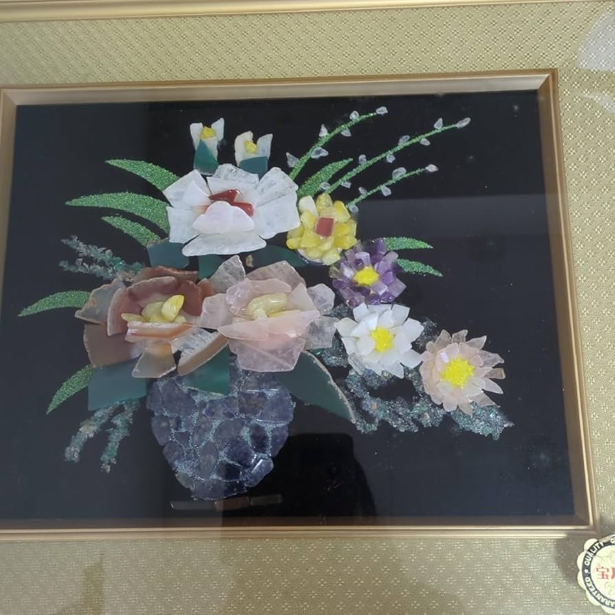 Amazon.co.jp: 随分古いレトロな宝石画花サイズ6号枠60×51宝石画41×32