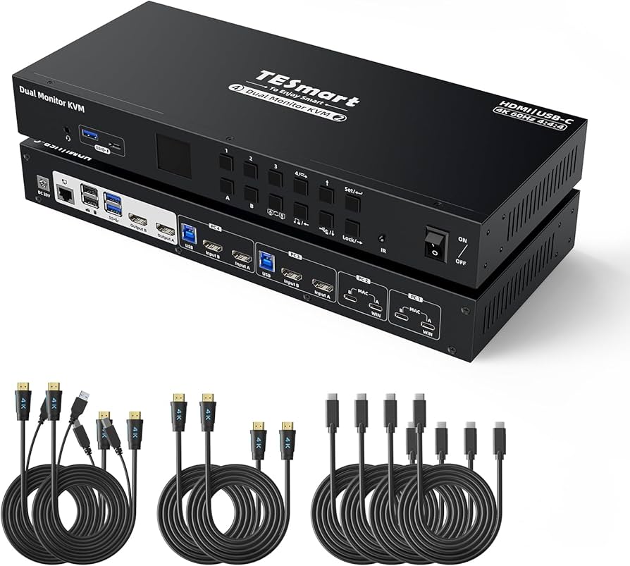 Amazon.co.jp: TESmart USB3.0 USB-C+HDMI KVMスイッチ 4入力2出力