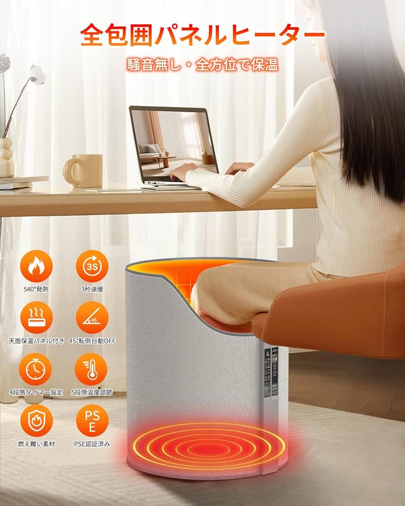 Amazon | パネルヒーター 足元【540°全方位発熱&2026新登場】デスク