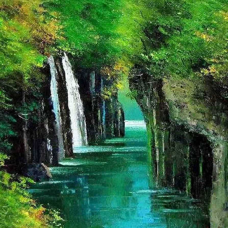 Amazon.co.jp: 小林幸三 高千穂峡 F6号 ブラウン 受注制作 油彩画 油絵