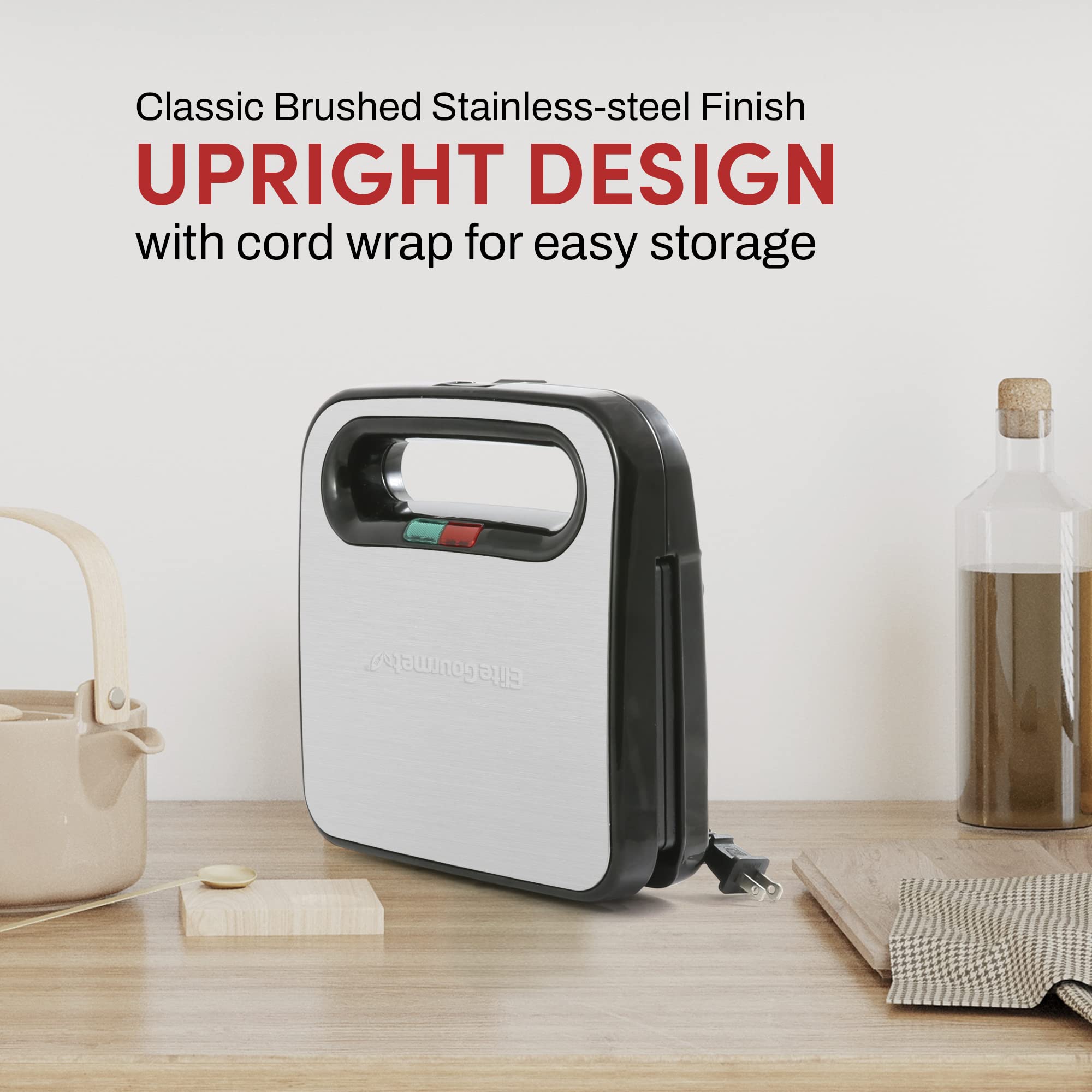 Elite Gourmet ESM-2207SS# Stainless Steel Sandwich Panini Maker