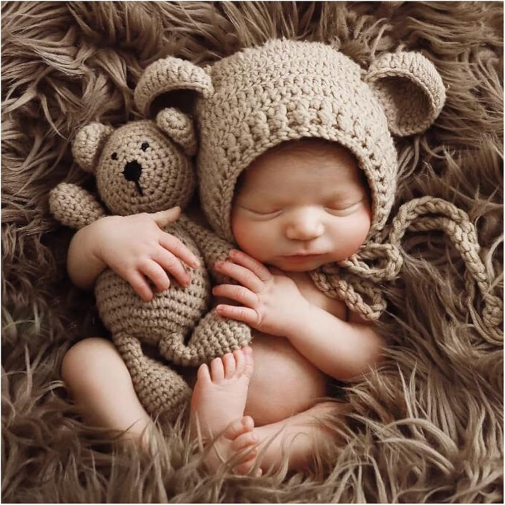 Amazon.co.jp: [Honra] Orraphtstu ニューボーンフォト 帽子 クマ 人形