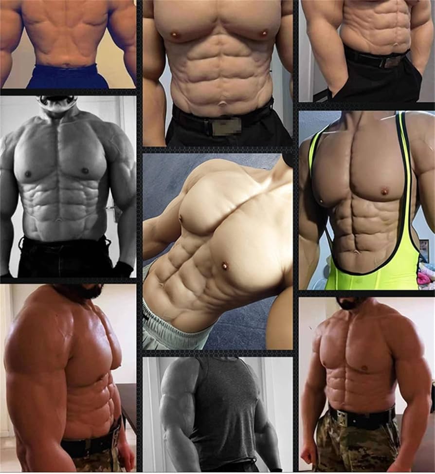 Amazon.co.jp: 男性用胸部シリコン筋肉スーツ、腕付きシリコン筋肉胸部