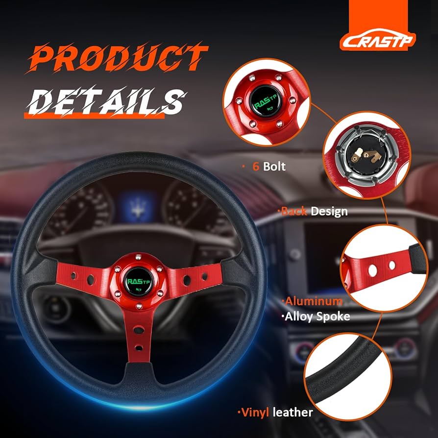 Amazon | RASTP ハンドル ステアリング 直径350mm 軽量アルミニウム