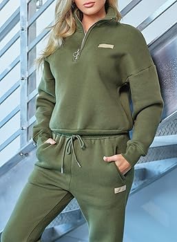 Amazon.com: Herseas 2 Piece Lounge Set Outfits for Women Half Zip