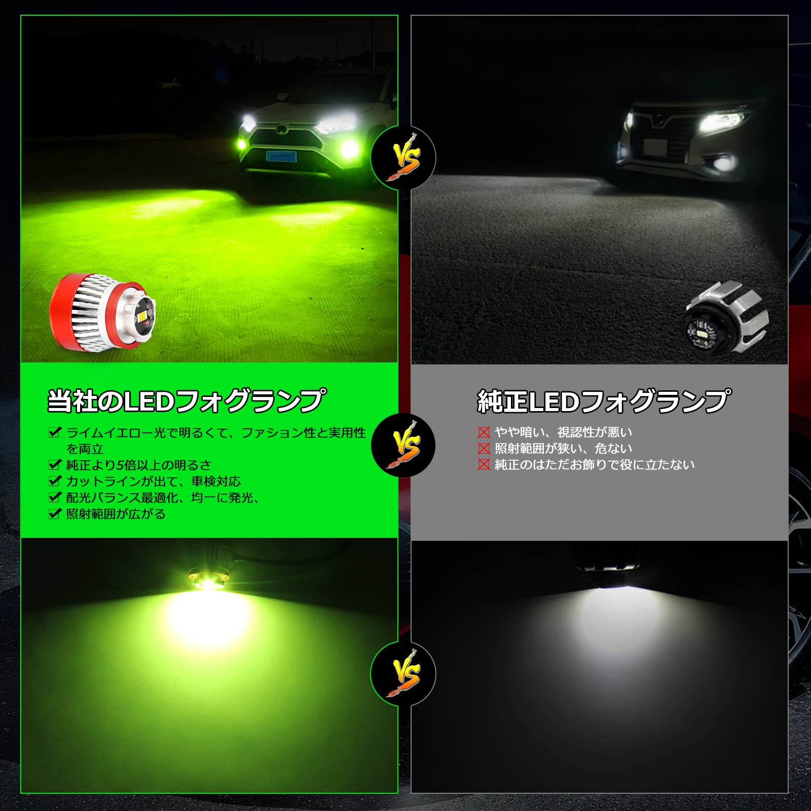Amazon | OPPLIGHT L1B LED フォグランプ ライムイエロー 爆光 純正LED
