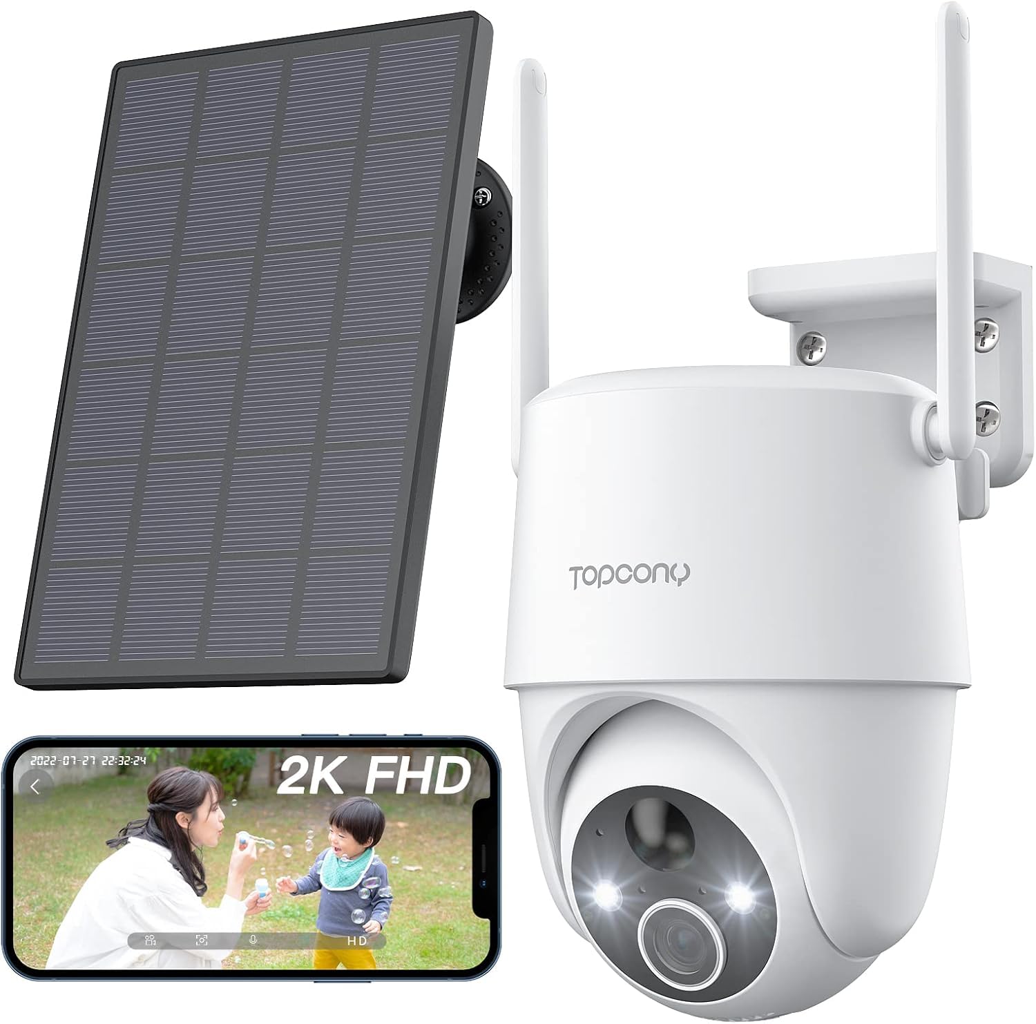 Amazon.co.jp: 「クラウド料金なし ソーラー付き」Topcony 防犯カメラ