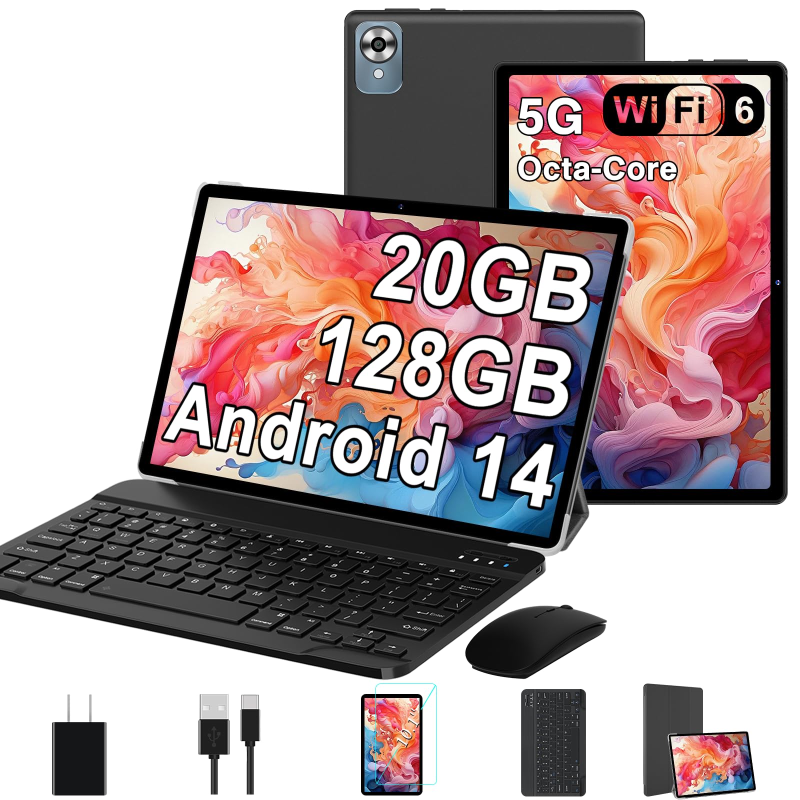 Amazon.com : 2025 Android 14 Tablet with Keyboard 20GB+128GB+1TB