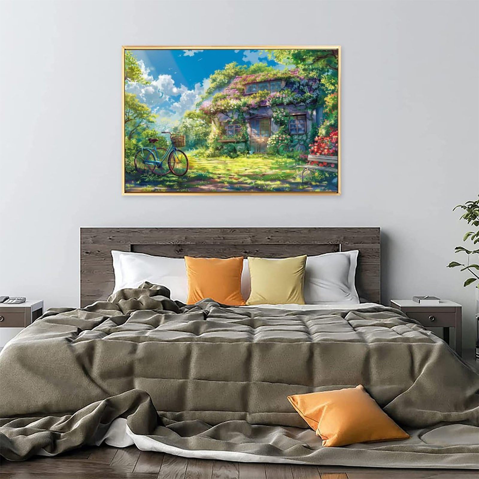 油絵 菅家令子絵 絵画インテリア額付(青緑＋金色の枠)uF6-063004ぶどう