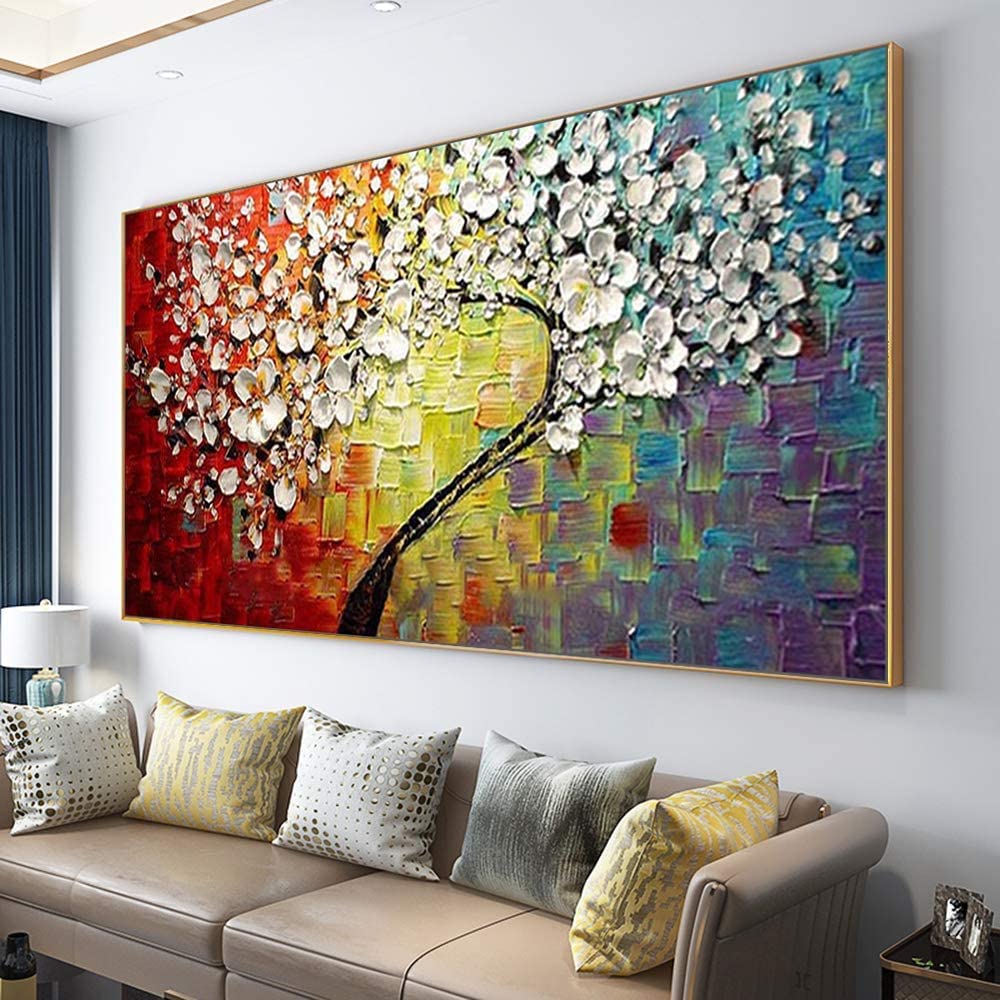 Amazon.co.jp: キャンバスに手描きの油絵/厚い質感の花の花/現代の静物