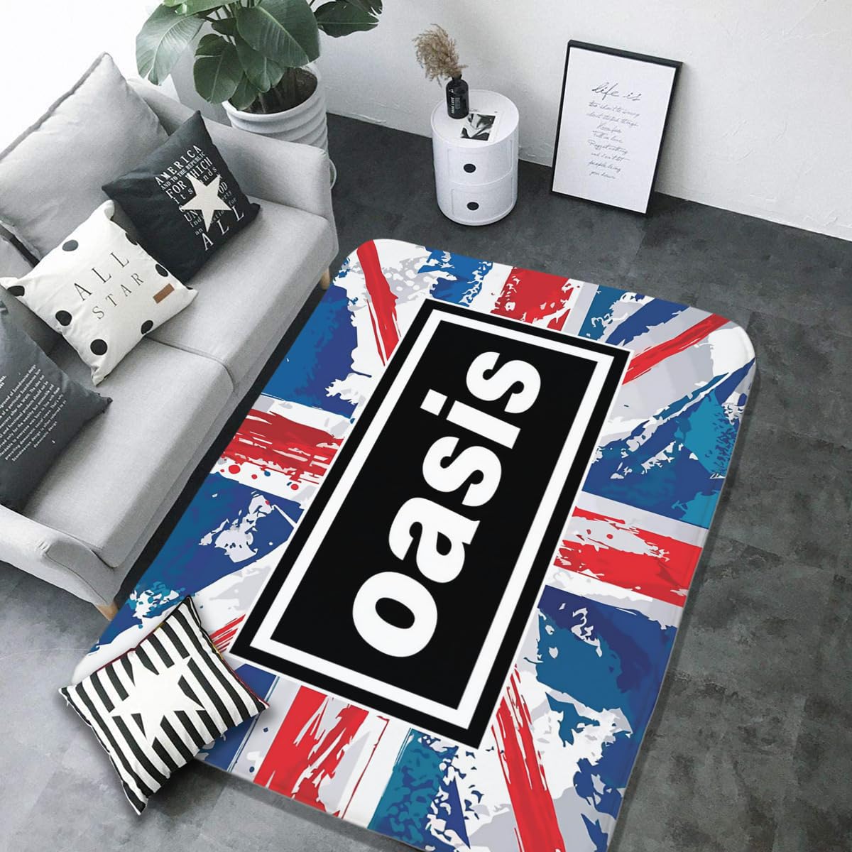 Amazon｜カーペット オアシス OASIS バンド フランネルラグ ラグ