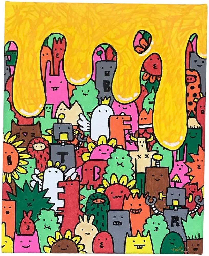 Amazon.co.jp: 絵画 アート ポップ 原画 現代 キャラ かわいい