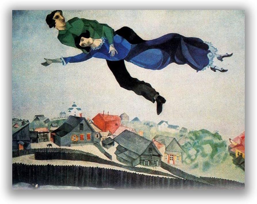 Amazon.co.jp: マルク・シャガール-有名な絵画の版画-街の上で-複製